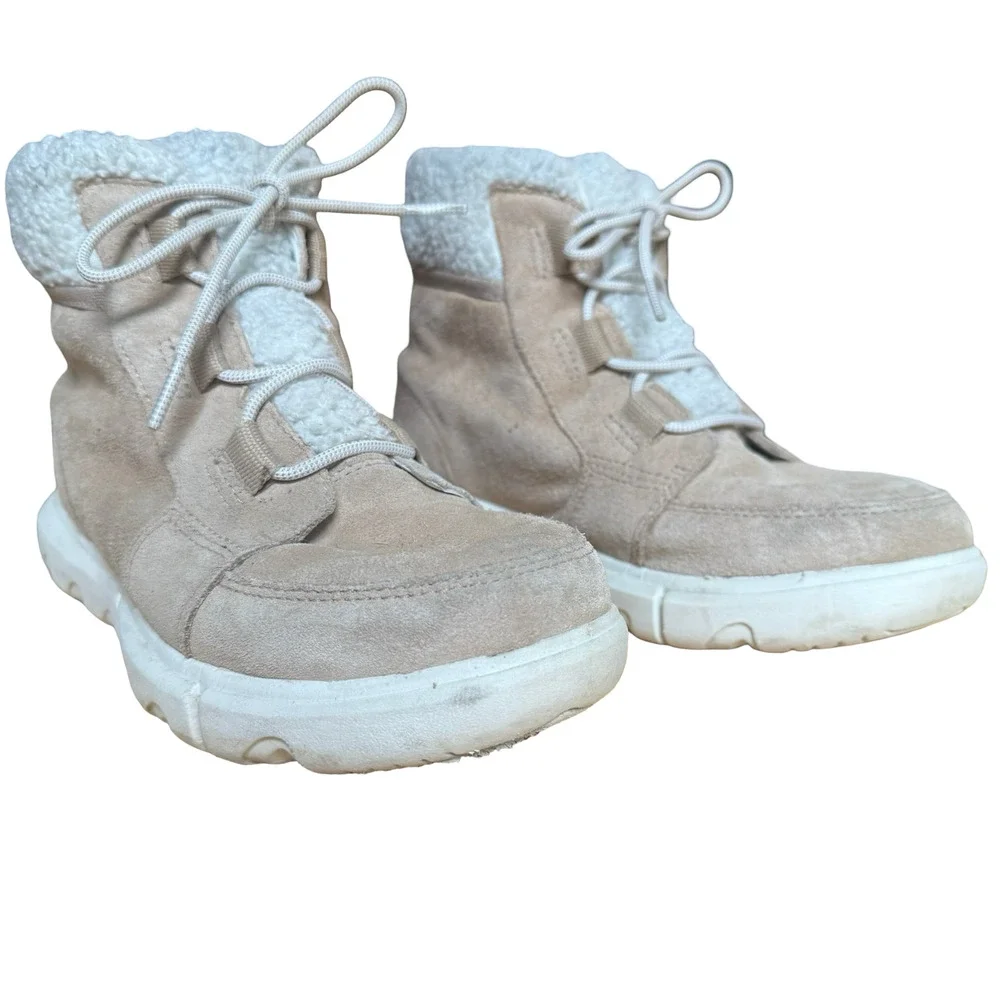 Sorel Explorer II Carnival Cozy Boots Beige Lace Up Ankle Winter Shoes sz 10